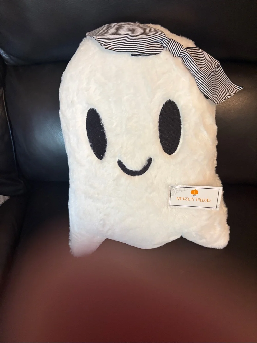 Target Bullseye Novelty Pillow White Ghost Plush Decorative Pillow with Bow